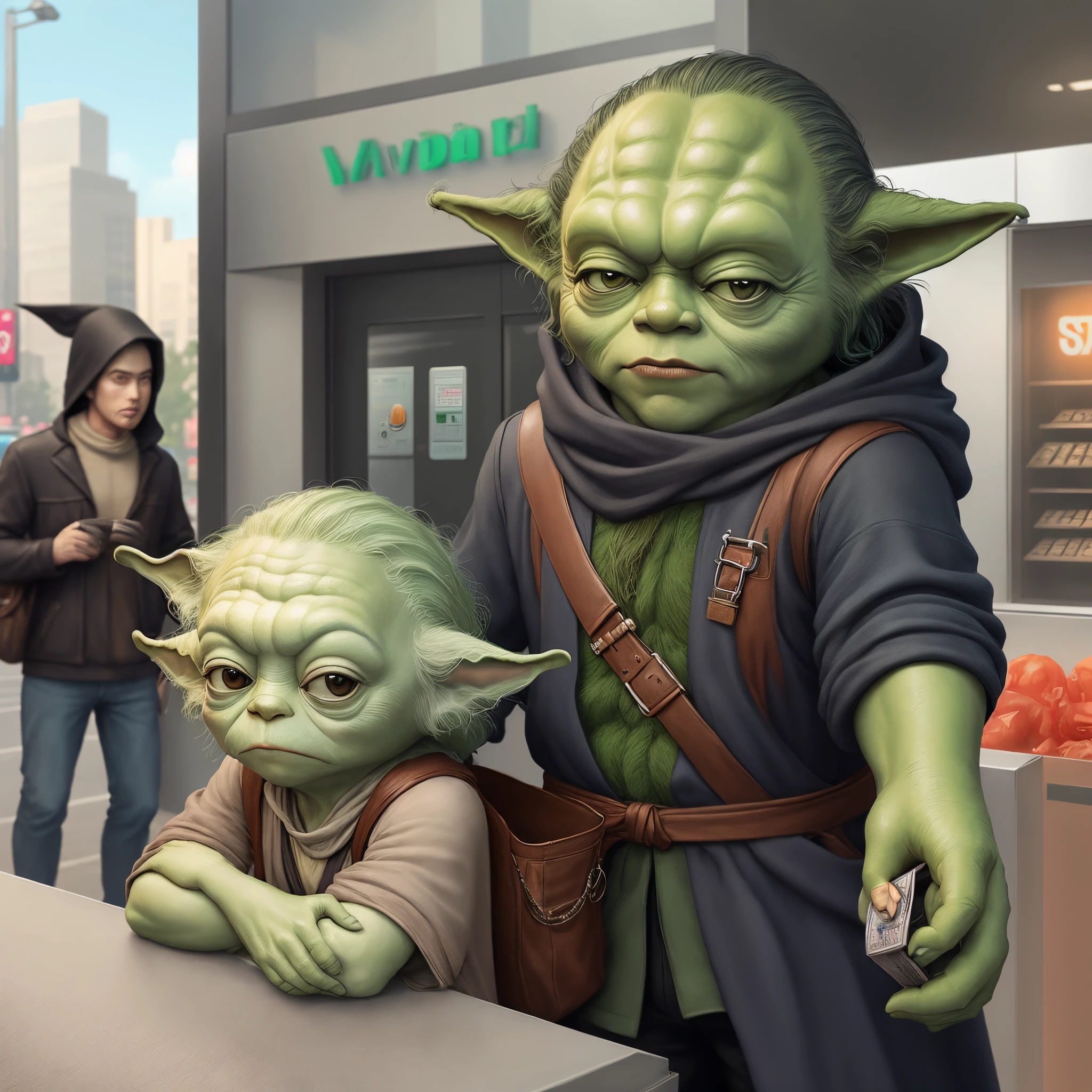 Yoda robbing a bank