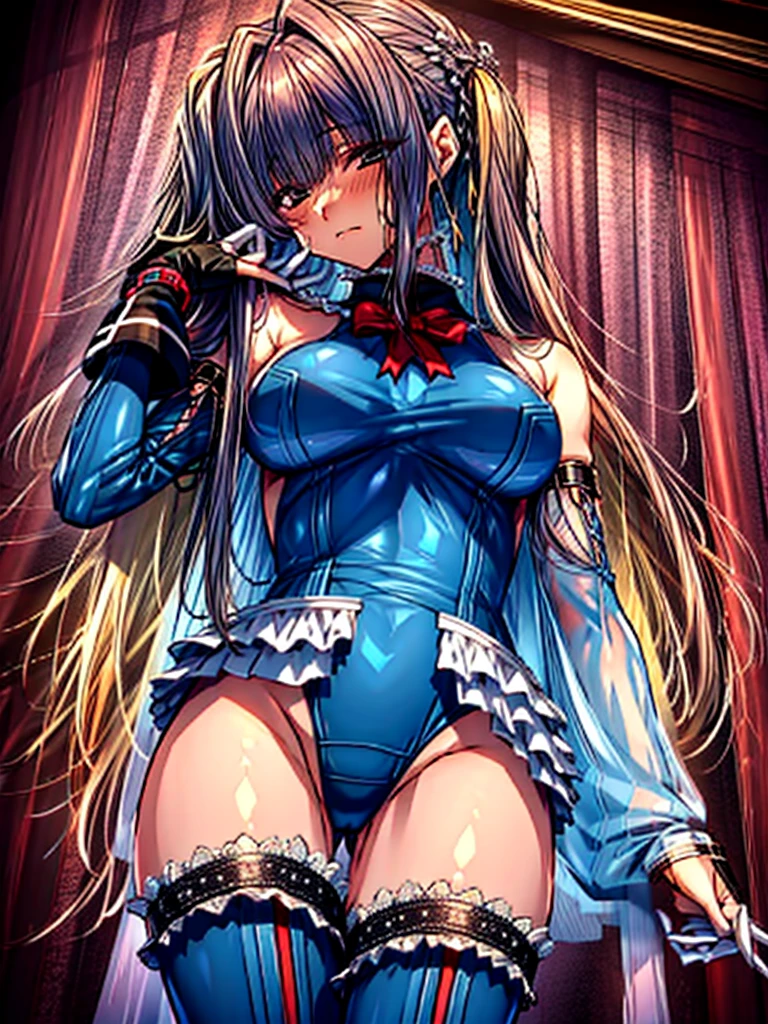 1girl in, ( (digital) ( ), medium breasts, (fril swimsuit, thighs thighs thighs thighs, Detached sleeves)) , Best Quality, marierose,、Hypnorola
Eyes in the sky、1girl in,Emotionless facial expressions,,(Detailed interior of the base:1.3)
