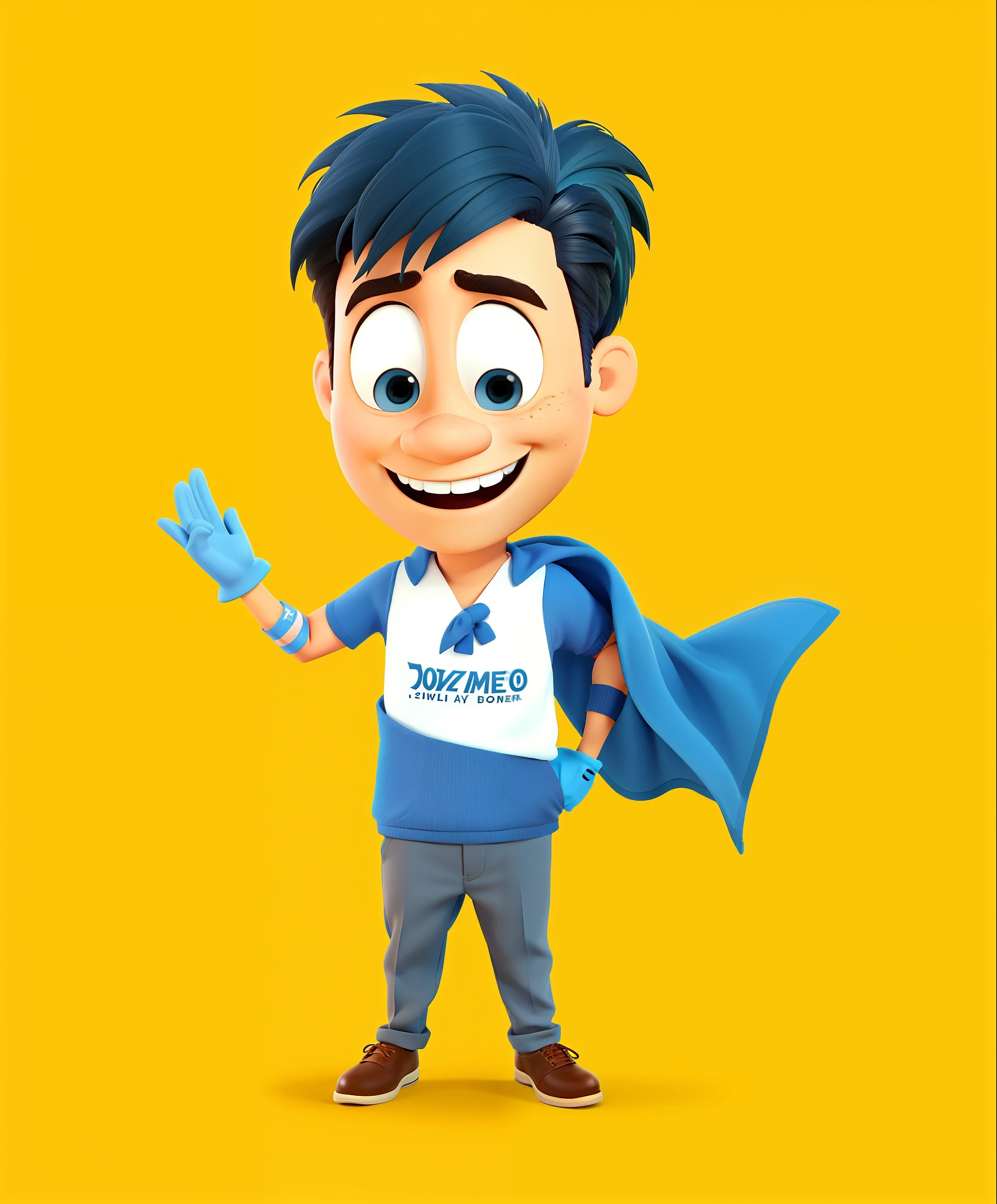 Um homem estilo disney pixar, corpo inteiro, com capa, alta qualidade, melhor qualidade