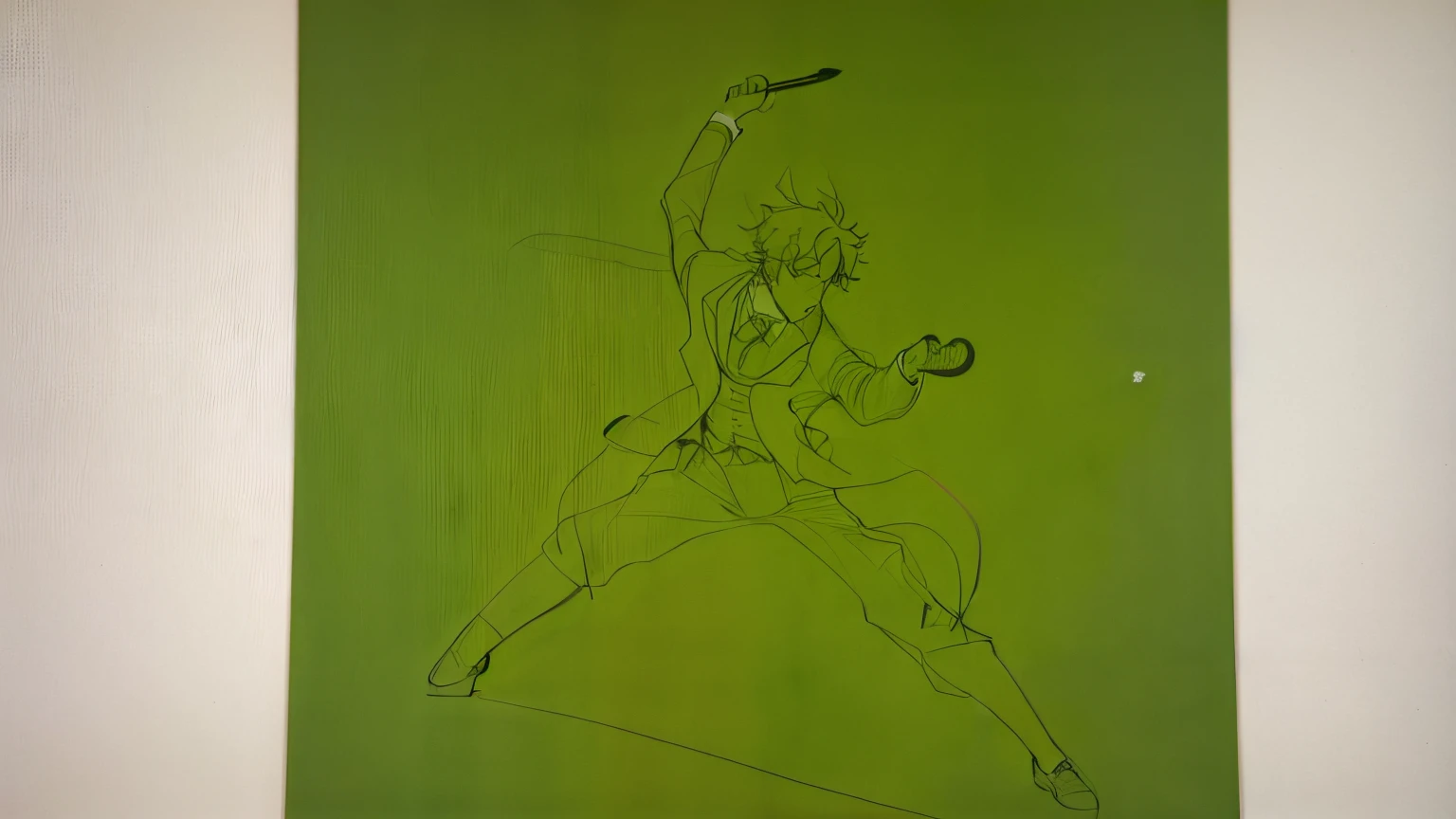 One in a suit、With a tie、Drawing of man holding tennis racket, Clean anime silhouette, flat anime style shading, Fighting posture, outlined art, anime pose, contour drawing, outline sketch, Fighting posture, ink outline, Inspired by Sichuan hot pot Kyousai, outlines!!!, colored sketch anime manga panel, Pussy pose gestures