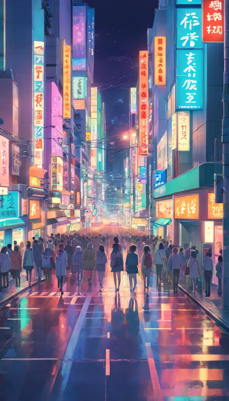 Shibuya, Japan，the night，城市，Buildings，neon，Busy，Heavy traffic