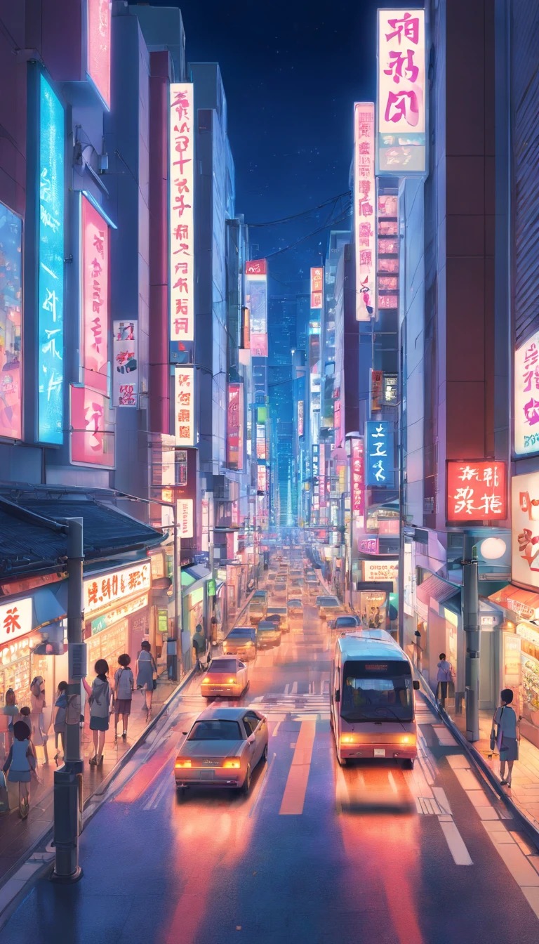 Shibuya, Japan，the night，城市，Buildings，neon，Busy，Heavy traffic
