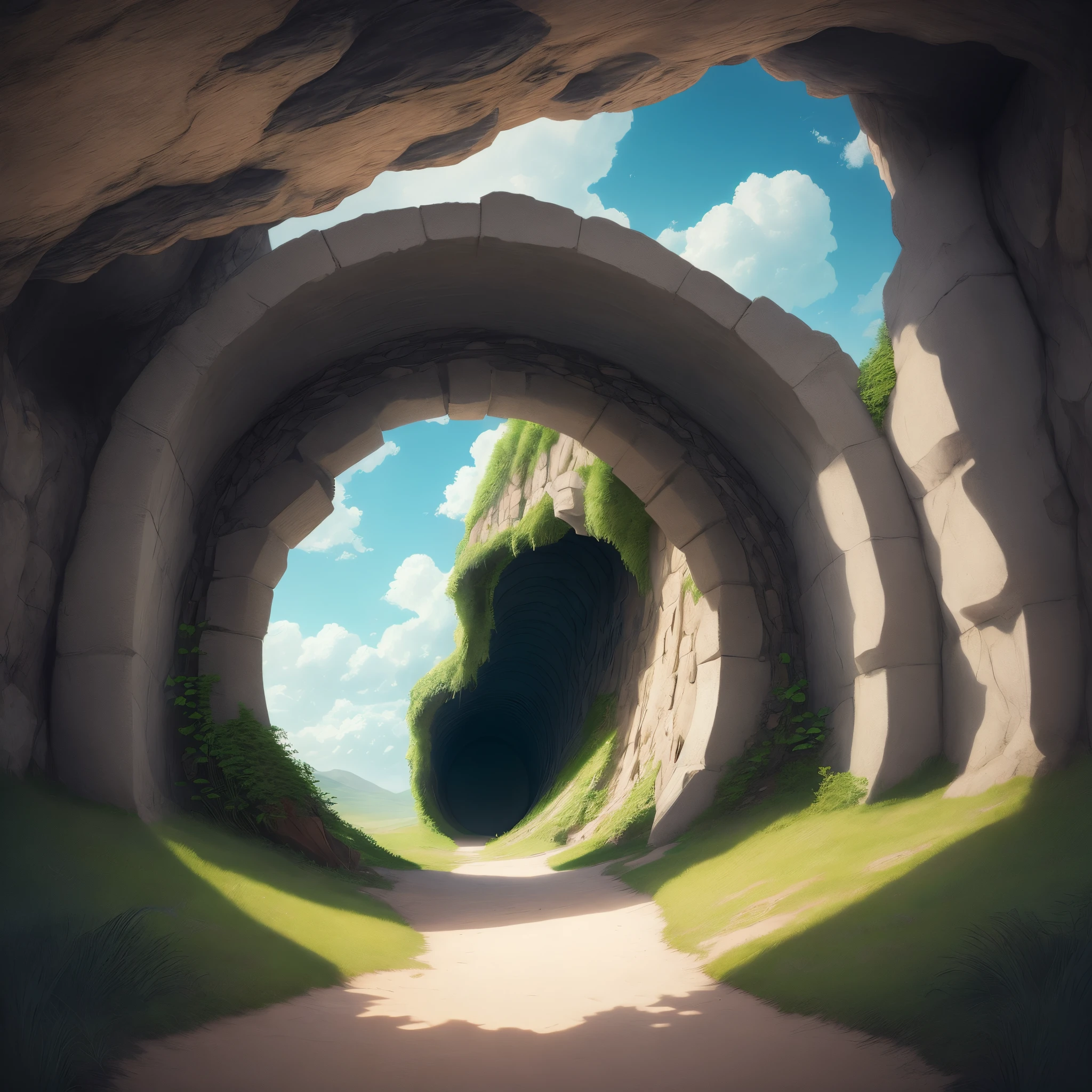 cloud cave with tunnels and spirals