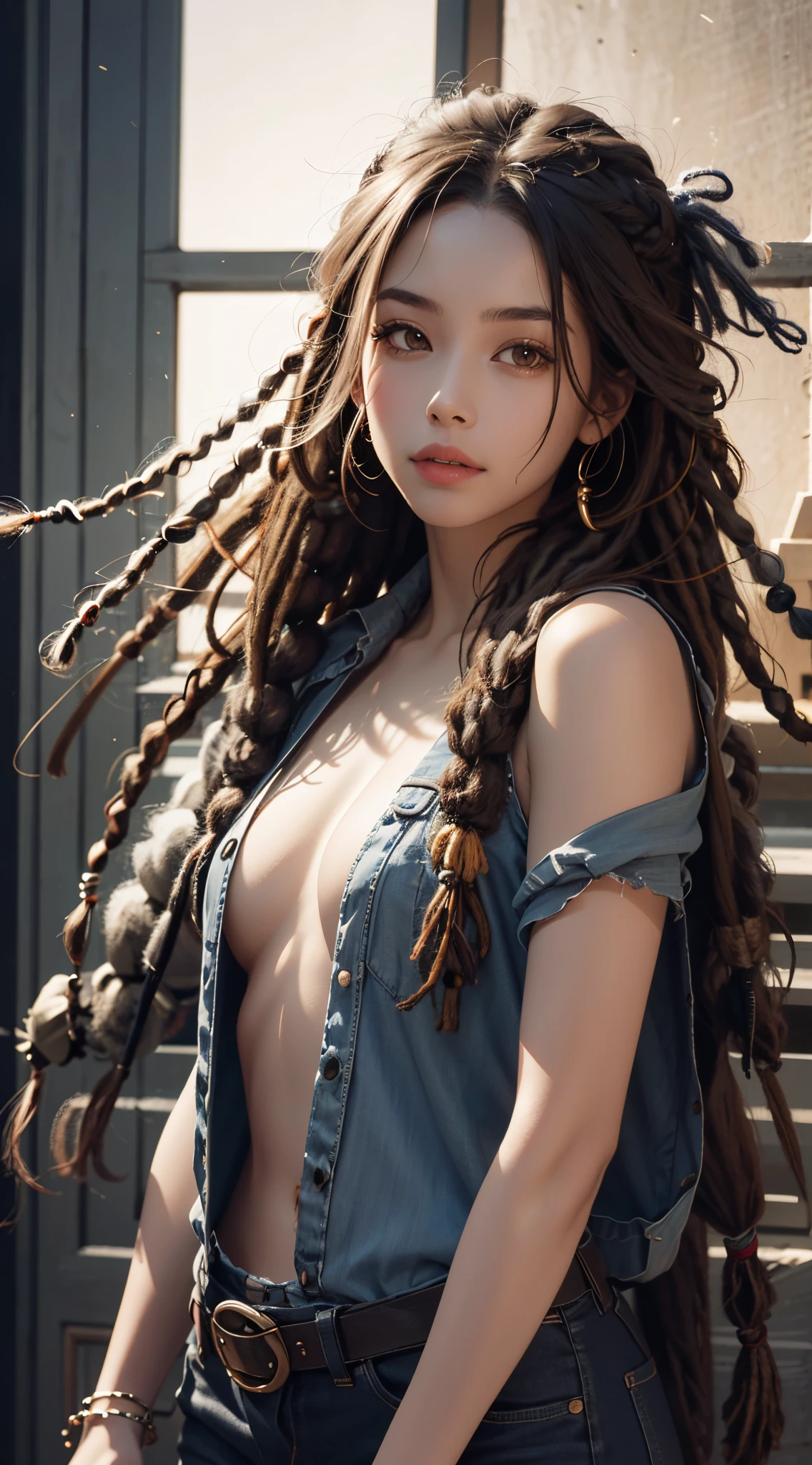 (dreadlocks:1.5), UHD, retina, masterpiece, ccurate, anatomically correct, textured skin, super detail, high details, high quality, best quality, highres, 1080P, HD, 4K, 8k, 16k