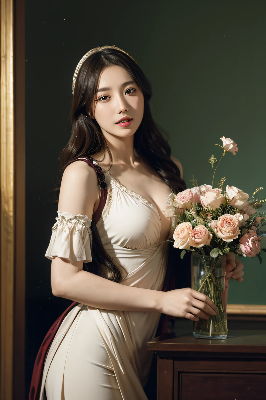 Geometry,astronault,quantum mechanics,Math,Astronomical machines,space astronaut. Roses in a vase. fruits,Big Tits,Goofy smile. Ancient Greek costumes, Paintings by Sandro Botticelli. Costume with extended shoulders,Full smile,Caravaggio's chiaroscuro,Cute smile,Expression of ecstasy,Sexy
