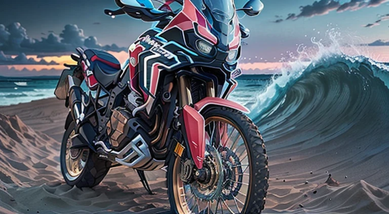 Reverse wave. Honda Africa Twin (masterpiece, detailed, high resolution),