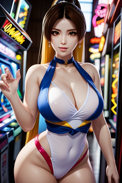 sailor moon with YELLOW hair at the arcade, stunning anime art by artgerm, 8k