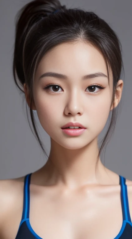 Remove Background, gravure, gaze in front, (describe the lips correctly) ,(Close lips), masterpiece, Best Quality, Ultra-detailed, Photorealistic, super detailed skin, Perfect Anatomy, (Her name is Mei Lin) (she is a 19-year-old Asian model with a passion for fitness and a determination to maintain a perfect physique. Her petite yet powerful stature, standing at 167cm), (sleek, straight black hair styled in playful high ponytails, giving her a dynamic and energetic look), (she is an Asian brat mistress), (she have many followers on her internet account that do as she say), (her followers love to do as she say), (her followers are dreaming about having her as their mistress), (she is in control), (now she is preparing for her next workout session)