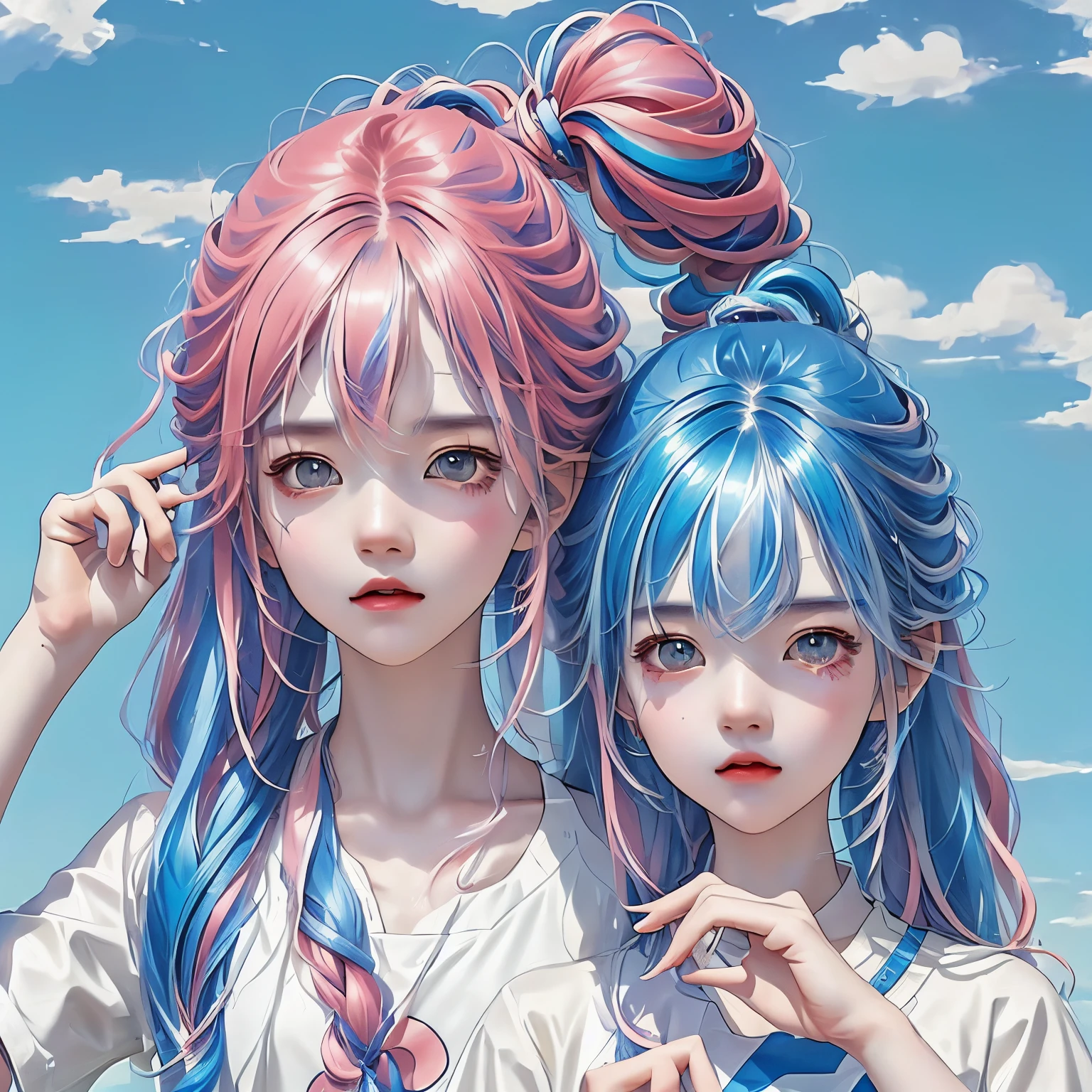 ishizuka, (masterpiece, best quality),1girl, Blue-pink hair