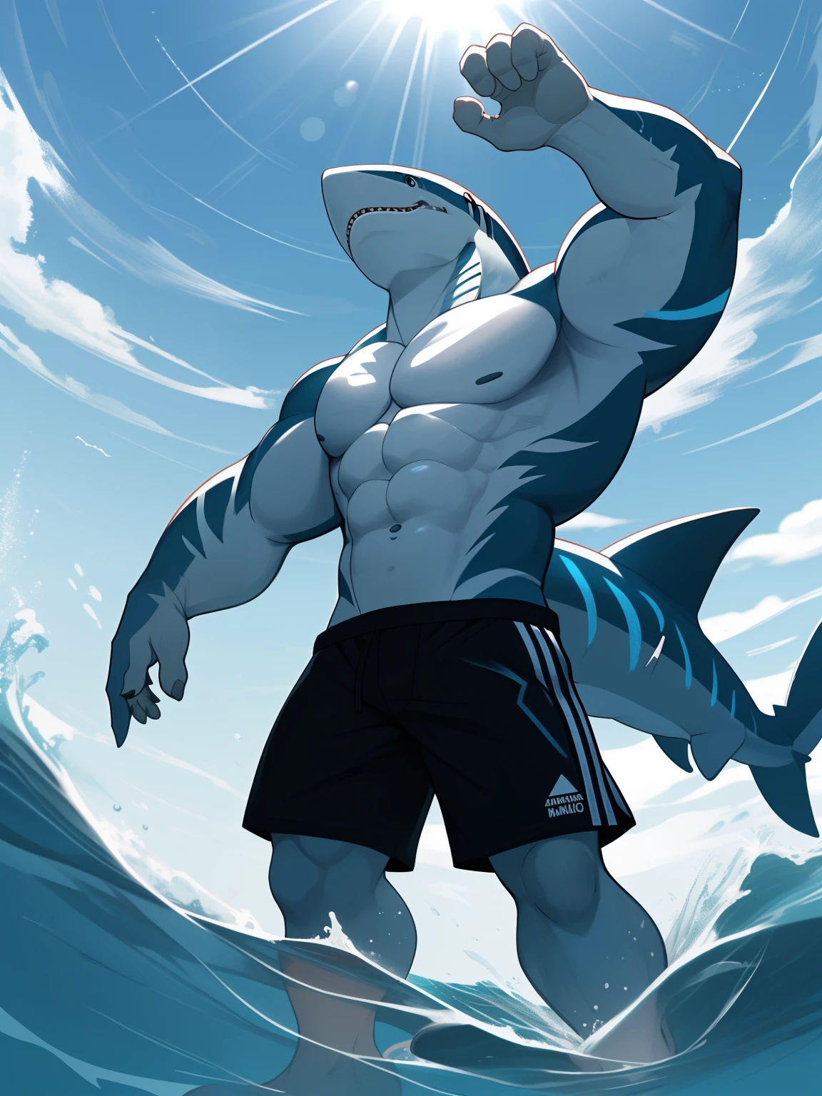 Shark Man, soltero,Le gusta usar ropa blanca y celeste.,ama los deportes,Personalidad introvertida,Stay in Ocean City,Expresividad,Escena de arrecife de coral submarino.,The shark,Musculoso pero no demasiado fuerte.,