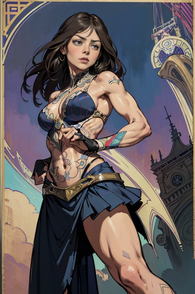 Arthur Rackham, Tamara Alves, Graça Morais, Yoshikazu Yasuhiko, Hiroyuki Okiura, Surrealism Mysterious Weird Fantastic Fantasy Sci-fi, Japanese Anime, Miniskirt Beautiful Girl Airborne Troops, Protecting the Earth, detailed masterpiece low high angles perspectives