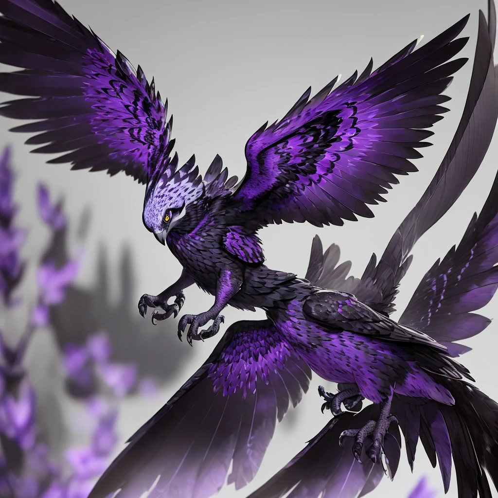 The strix was a hawklike bird with bright purple eyes, a sharp, pointed black beak, and curved black talons. Its feathers were a deep, vibrant amethyst, and every single one on its broad, strong wings and long, wide tail was tipped with a glossy black marking, making the creature look like it had onyx arrows attached to its body.