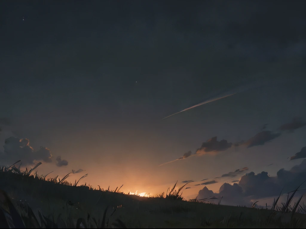 Small hill,short grass,dark sky,Ephemeral,unrest,No humans