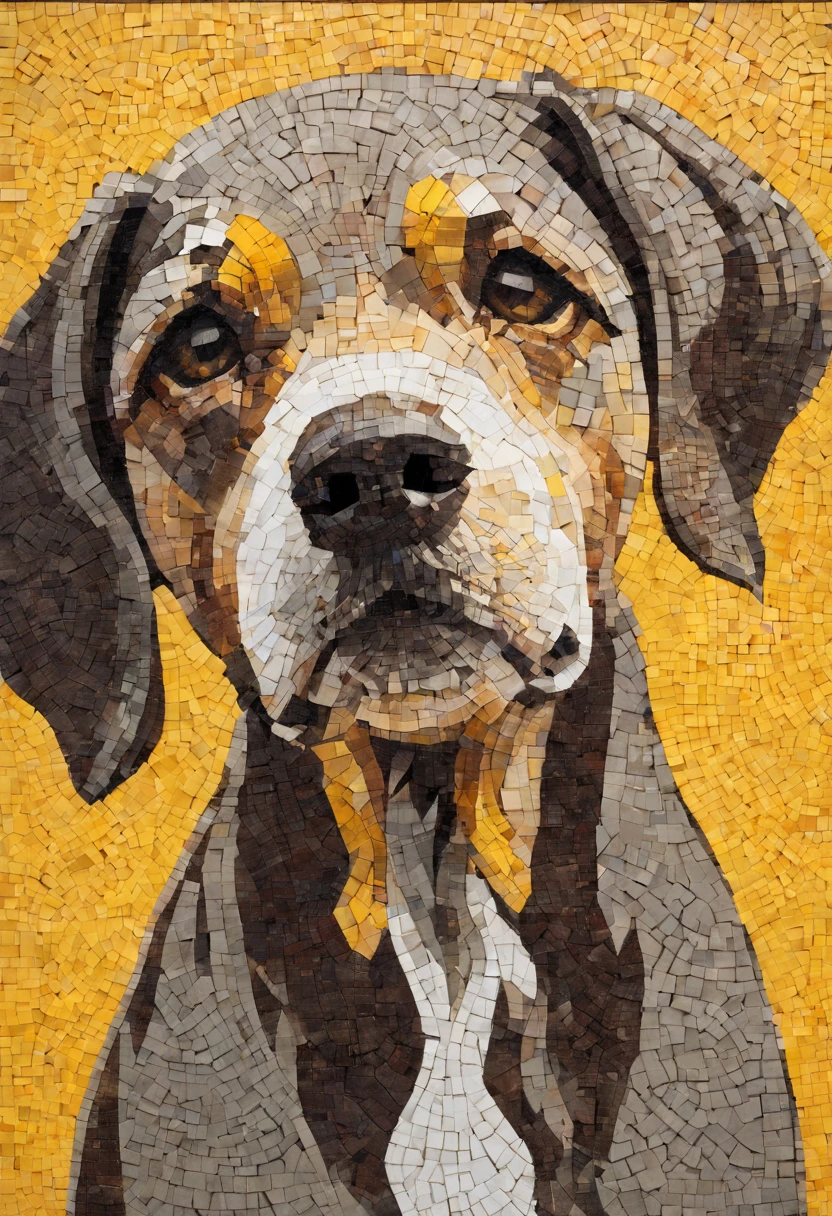 Portrait of a dog ,radiation mosaic:1.2, catch the sun:0.8, like shards of glass,Inject warmth and energy into a space:0.4 Flash and dance.
