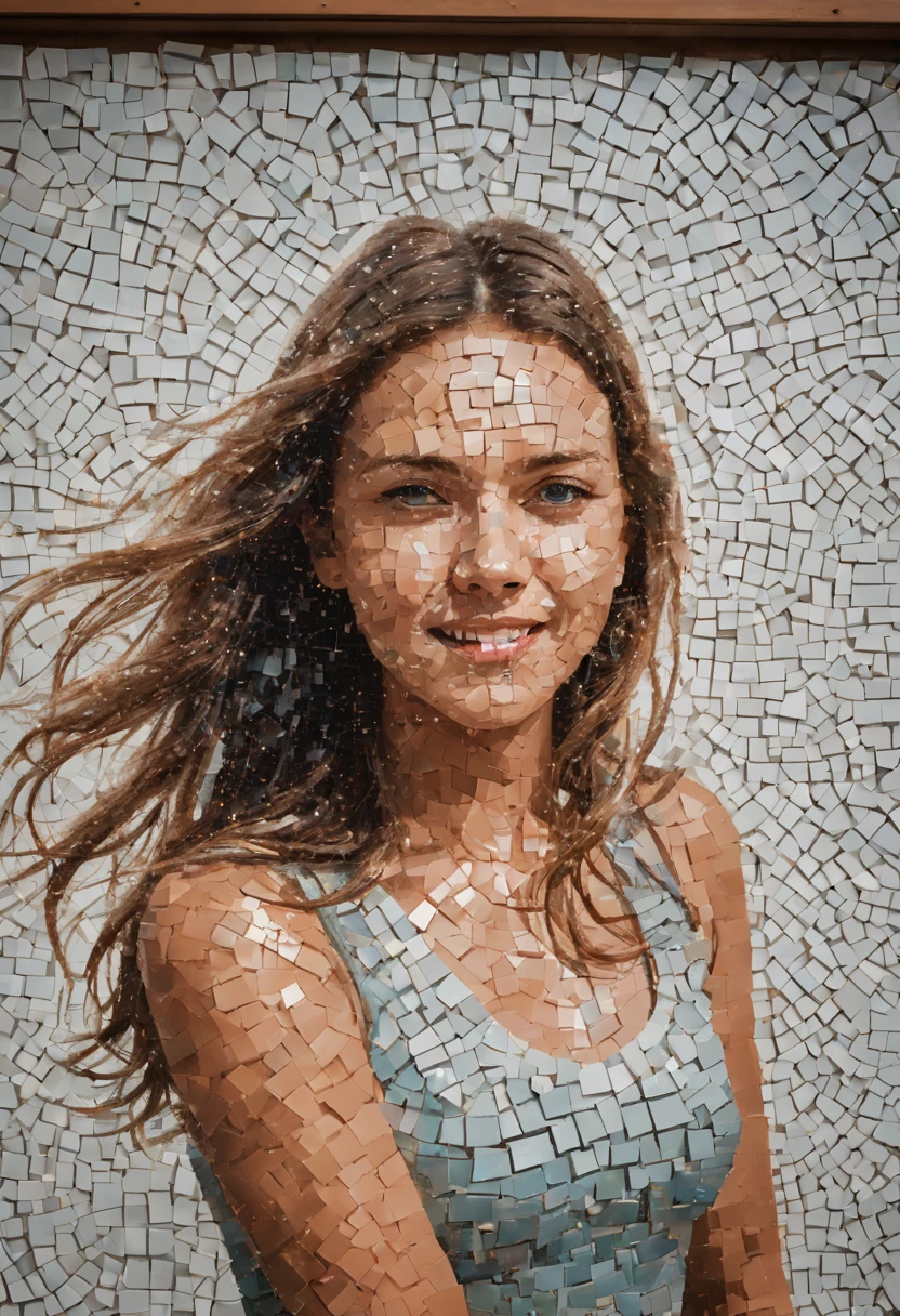 portrait of a girl ,radiation mosaic:1.2, catch the sun:0.8, like shards of glass，Inject warmth and energy into a space:0.4 Flash and dance.