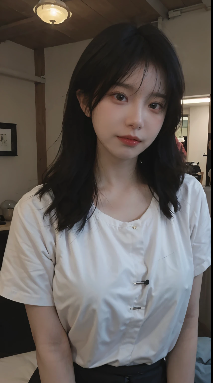 Best quality,tmasterpiece,超高分辨率,oh oh oh, Oh really,(realistically:1.4),8K,1 plump girl,Raised sexy,(The shirt:1.2),(brassiere:1.2),(The cracks are relatively large:1.3),(Upper part of the body:1.4)