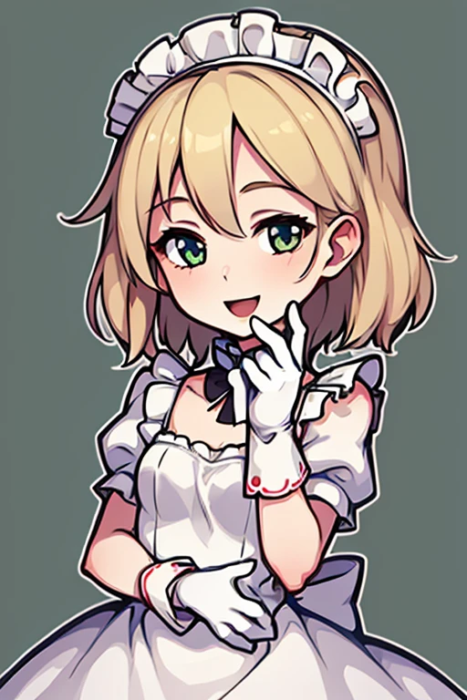 best quality, masterpiece, highres, 1girl, solo, {midori_bluearchive:1.15}, headphones, animal_ears, blonde_hair, fake_animal_ears, animal_ear_headphones, green_eyes, cat_ear_headphones, bow, halo, bangs, blush, hair_bow, short_hair, blue_bow, blue_bowtie, looking_at_viewer, maid, maid_headdress, white_background, alternate_costume, apron, black_dress, bowtie, enmaided, long_sleeves, open_mouth, simple_background, smile, twintails, dress, heart, low_twintails, maid_apron, short_twintails, upper_body