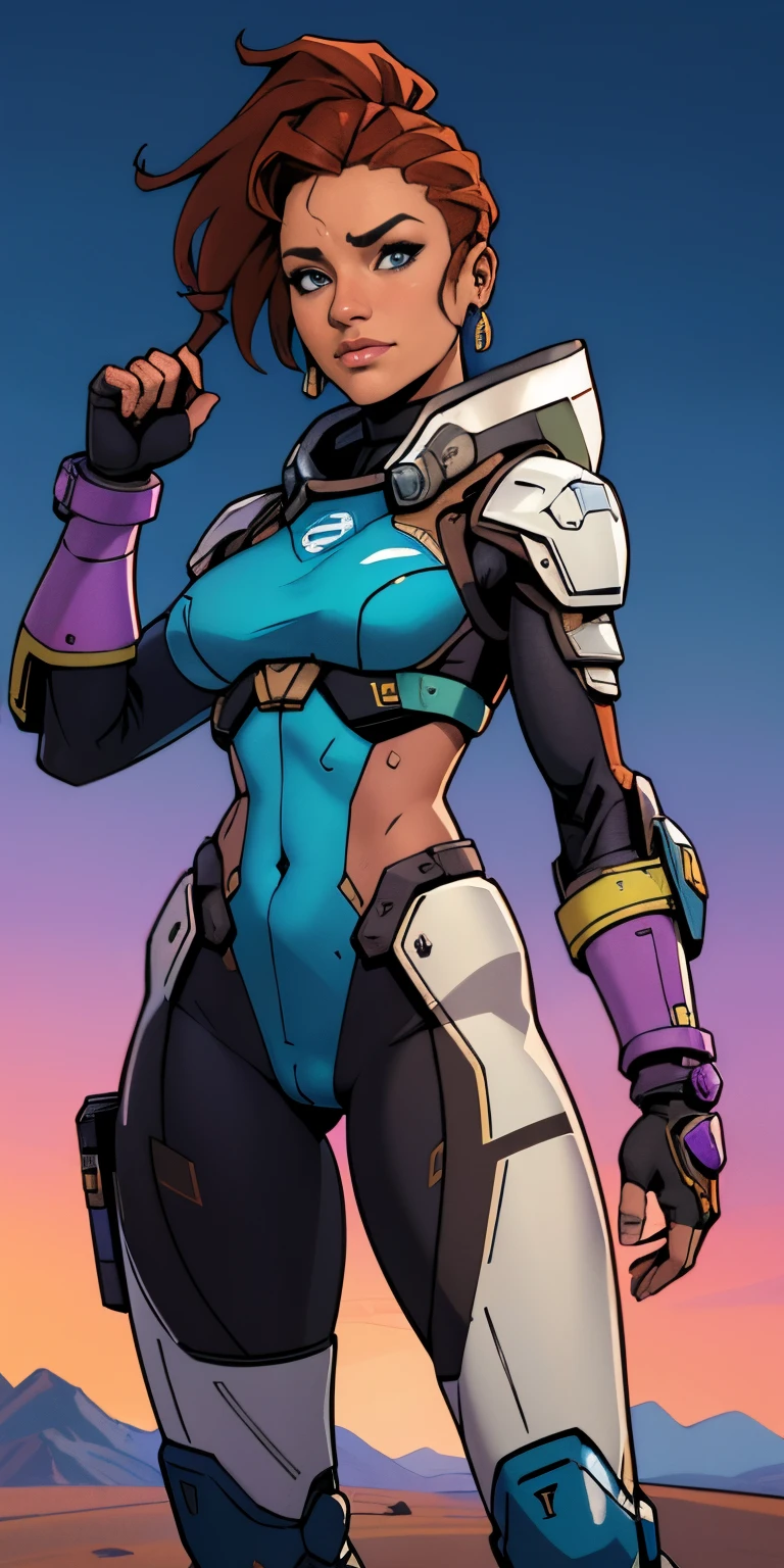 (((SCI-FI, pele escura, desenho de linha, aquarela, seios grandes, seios grandes))), arte de personagem HD, personagem mulher negra do jogo Borderlands, cabelo preto preso em um longo rabo de cavalo e ondulado com reflexos azuis, verde olhos, in dynamic style pose, pronta para enfrentar seus inimigos, behind her a futuristic desert, personagem NAKED do jogo Borderlands. Esta imagem de alta qualidade, renderizada em 8K Ultra HD, mostra detalhes intrincados da cena. obra-prima aprimorada digitalmente ou pintada com requinte, scientific fiction, fronteiras, postura ativa, estilo de quadrinhos
