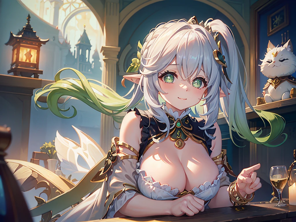 1 woman、Radiant hair、fluffy and soft hair、Sparkling eyes、爆乳、Too large breasts、Seductive breasts、Sheer underwear、Tiara of the Goddess、goddess god々Feeling、lace cape、a choker、Castle Room、Long Lace Bale、Ruffles and ribbons、A smile、The upper part of the body、 A glowing wand made of crystal.、wingspan、A benevolent look、Eternal brilliance、Too large breasts、爆乳、puffy chest、Cinderella's Castle、Navel Ejection、I can see my nipples
