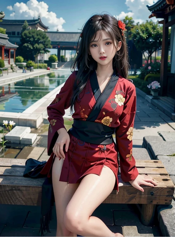 1womanl,for 6 years old,Bitgirl,small loli,smallunderboob,Raised sexy,Exposure, 独奏,(Background with:Surrounded by lotus flowers,bamboo forrest,lotus pond,lotuses,The lotus flowers,China Rose,rosette,chrysanthemums) She has short black hair,standing on your feet,Sweat profusely,Drenched all over the body,Seen from the front, Hair straightening, Mostly cloudy sky,(((tmasterpiece),(Very detailed CG Unity 8K wallpaper),best qualtiy,cinmatic lighting,细致Background with,beatiful detailed eyes,Bright pupils,(Very fine and beautiful),(Beautiful and detailed eyes description),Black eyes,red rip,ultra - detailed,tmasterpiece,)),facing at camera,(The upper part of the body),hight resolution,ultra - detailed),Revealing breasts,Genital only, Bulge,legs are open,sexyposture,Camel toes,flushed complexion,bocchi,frontage,elementary student,ball head,Lotus hair ornament(Wearing:White transparent kimono,Red Streamer)