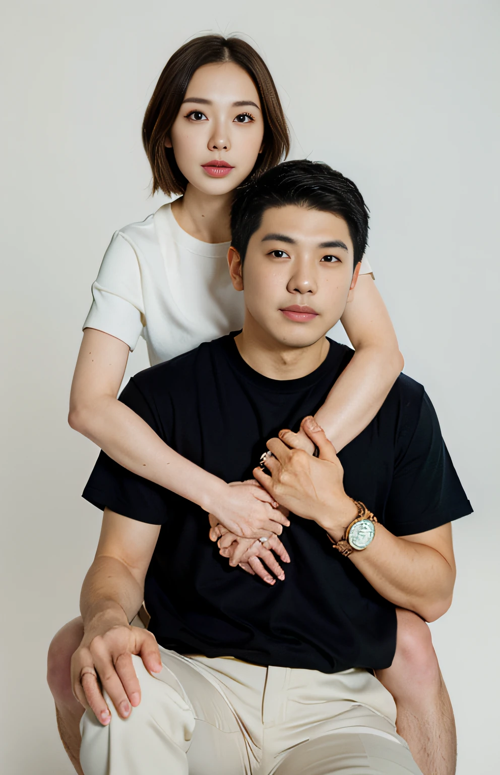 there is a man and woman posing for a picture together, couples portrait, portrait of two people, couple portrait, ruan jia and joao ruas, ruan jia and brom, shot on canon eos r5, shot on canon eos r 5, studio portrait photo, couple pose, tyler edlin and natasha tan, portrait image, taken with canon 5d mk4