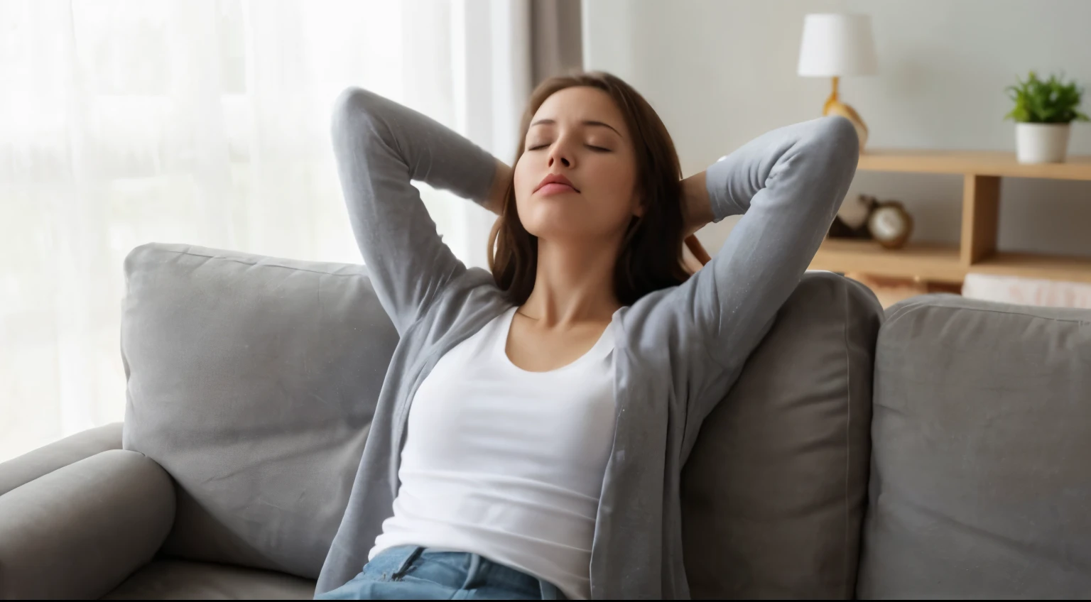 woman rest on the sofa