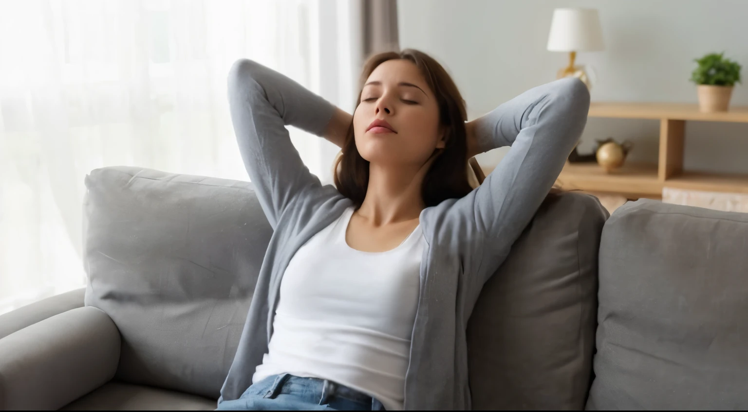 woman rest on the sofa