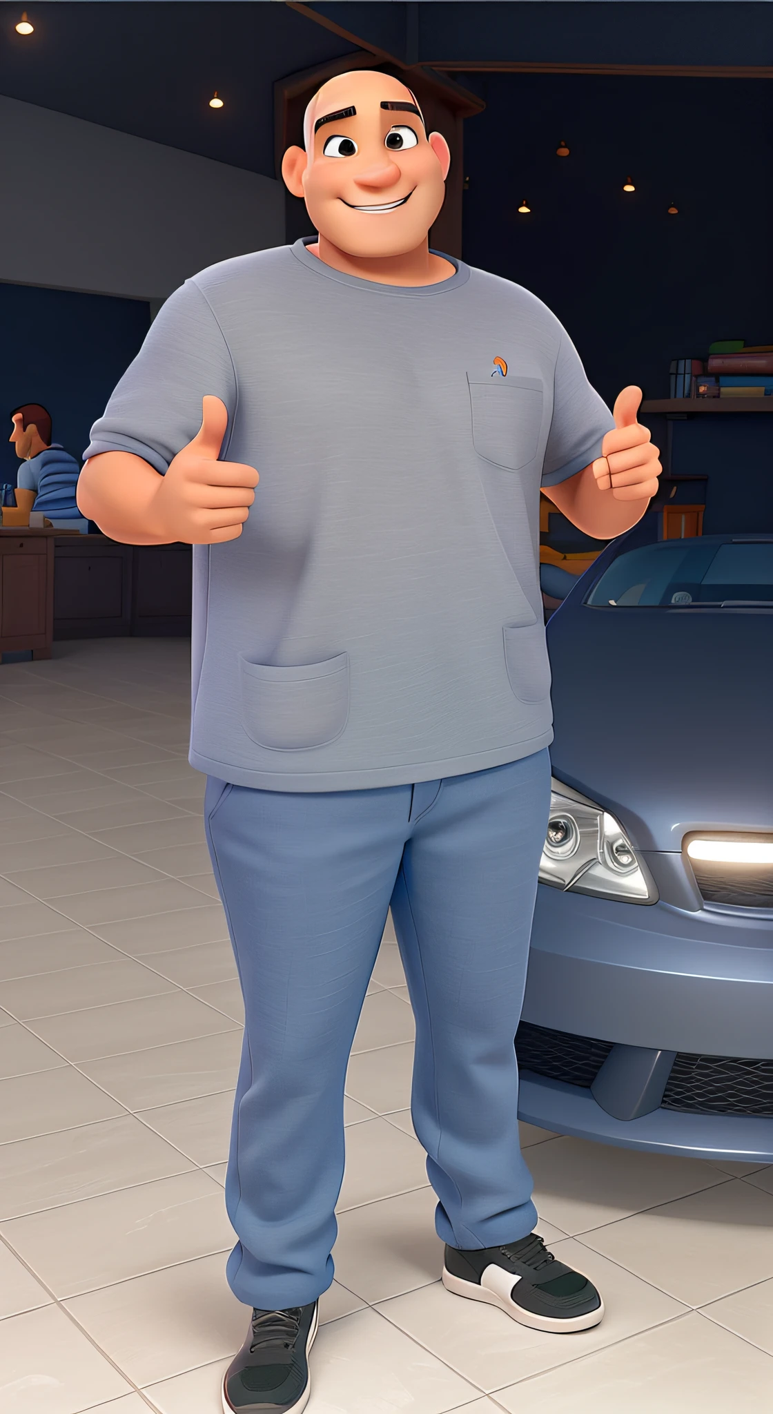 um homem careca, estilo disney pixar, alta qualidade, melhor qualidade