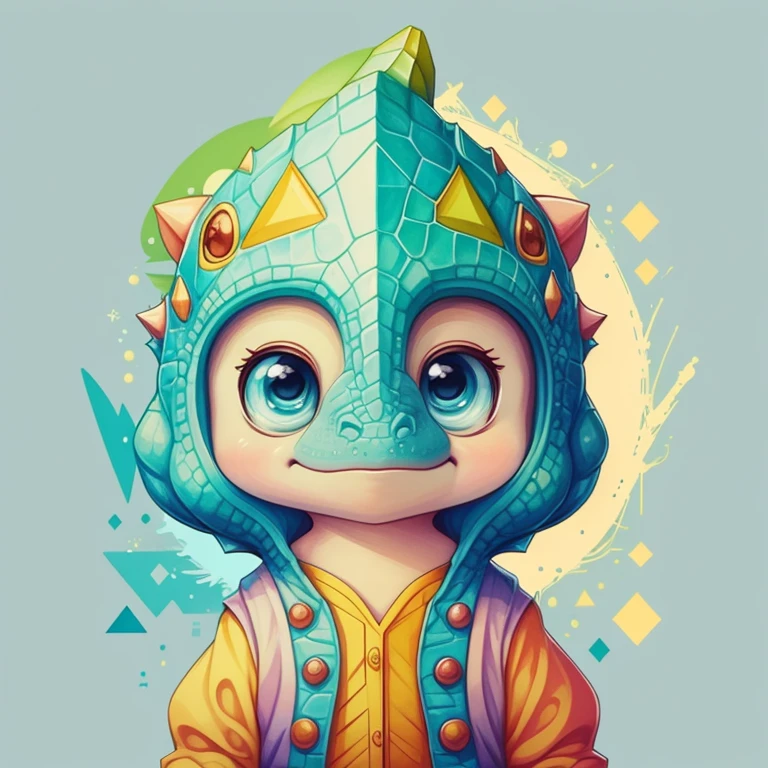 (baby dinosaur), Munchkin ,Geometric multidimensional wall portrait, livro de arte, Tchibi,
Yang08k, Beautiful, Colouring,
Obras, of the highest quality, best quality, Arte Oficial, Beautiful and Aesthetic,