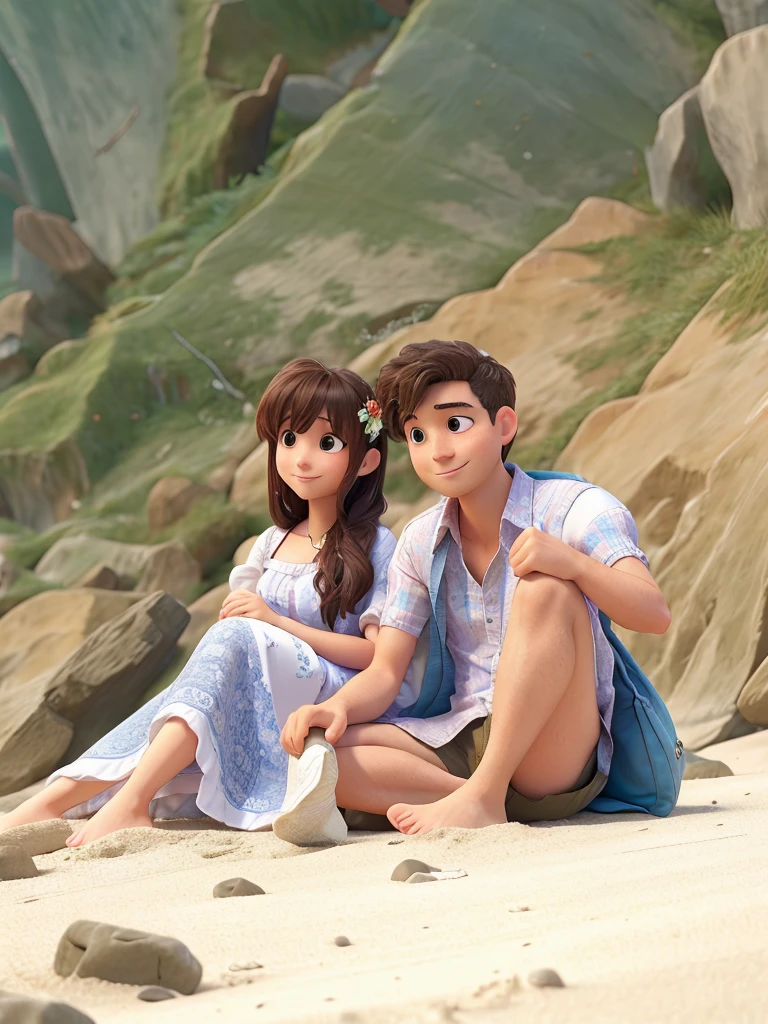 Couple sitting in the seashore