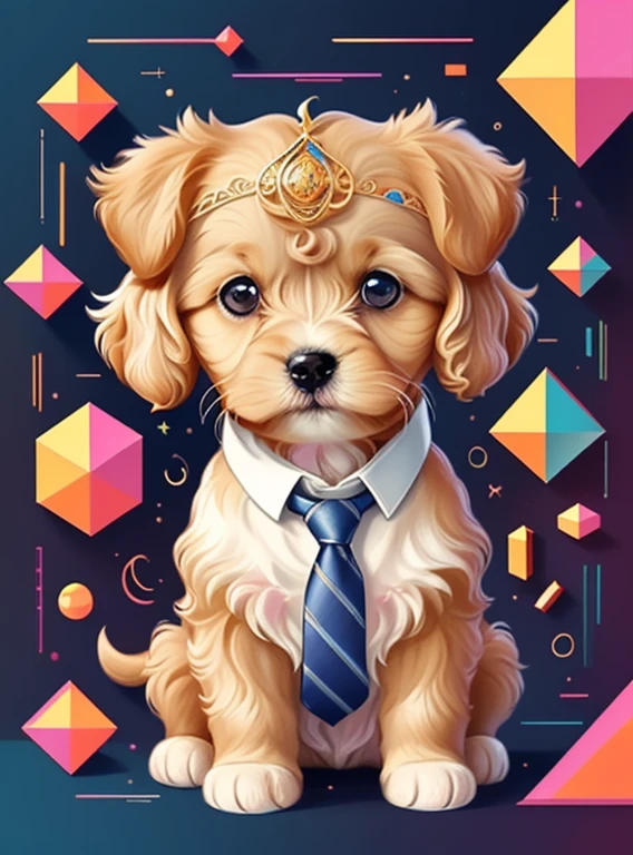 (cute puppy with a tie), Munchkin ,Geometric multidimensional wall portrait, livro de arte, Tchibi,
Yang08k, Beautiful, Colouring,
Obras, of the highest quality, best quality, Arte Oficial, Beautiful and Aesthetic,