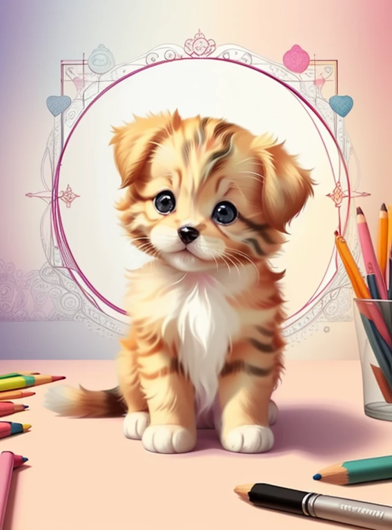 (cute puppy playing with a kitten), Munchkin ,Geometric multidimensional wall portrait, livro de arte, Tchibi,
Yang08k, Beautiful, Colouring,
Obras, of the highest quality, best quality, Arte Oficial, Beautiful and Aesthetic,