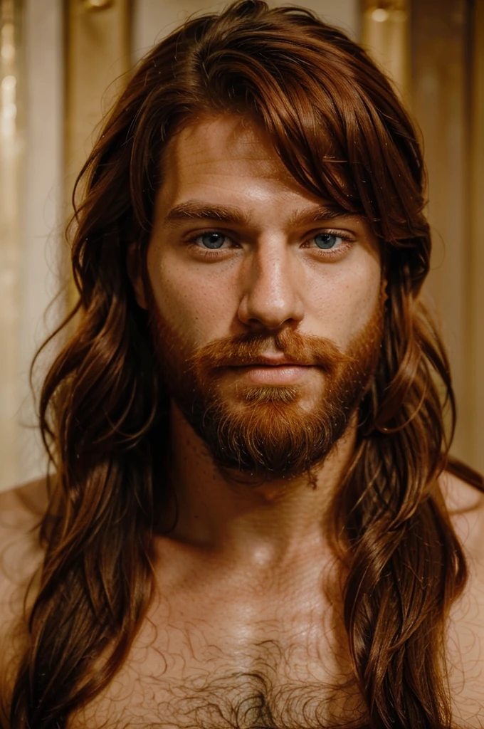 Portrait of a ((man)), ancient Israelite, red haired, beard, with beautiful eyes, and good looking, fine appearance and handsome features.