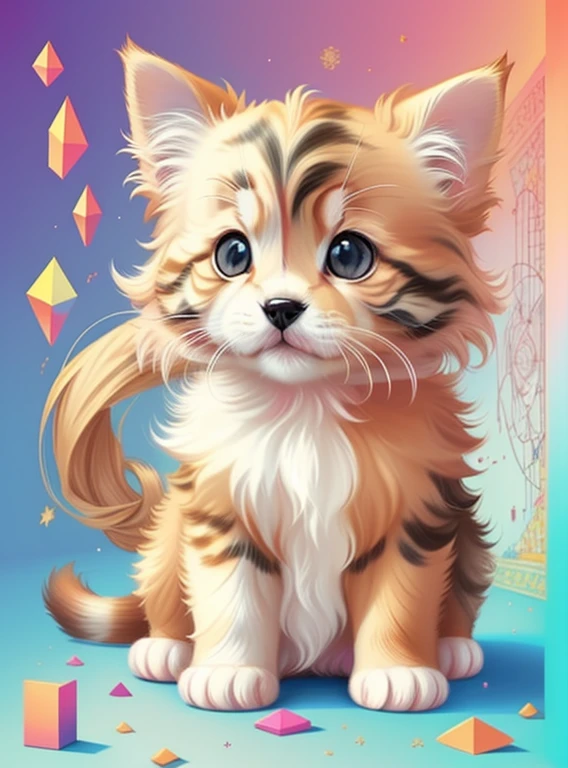 (puppy and a kitten), Munchkin ,Geometric multidimensional wall portrait, livro de arte, Tchibi,
Yang08k, Beautiful, Colouring,
Obras, of the highest quality, best quality, Arte Oficial, Beautiful and Aesthetic,