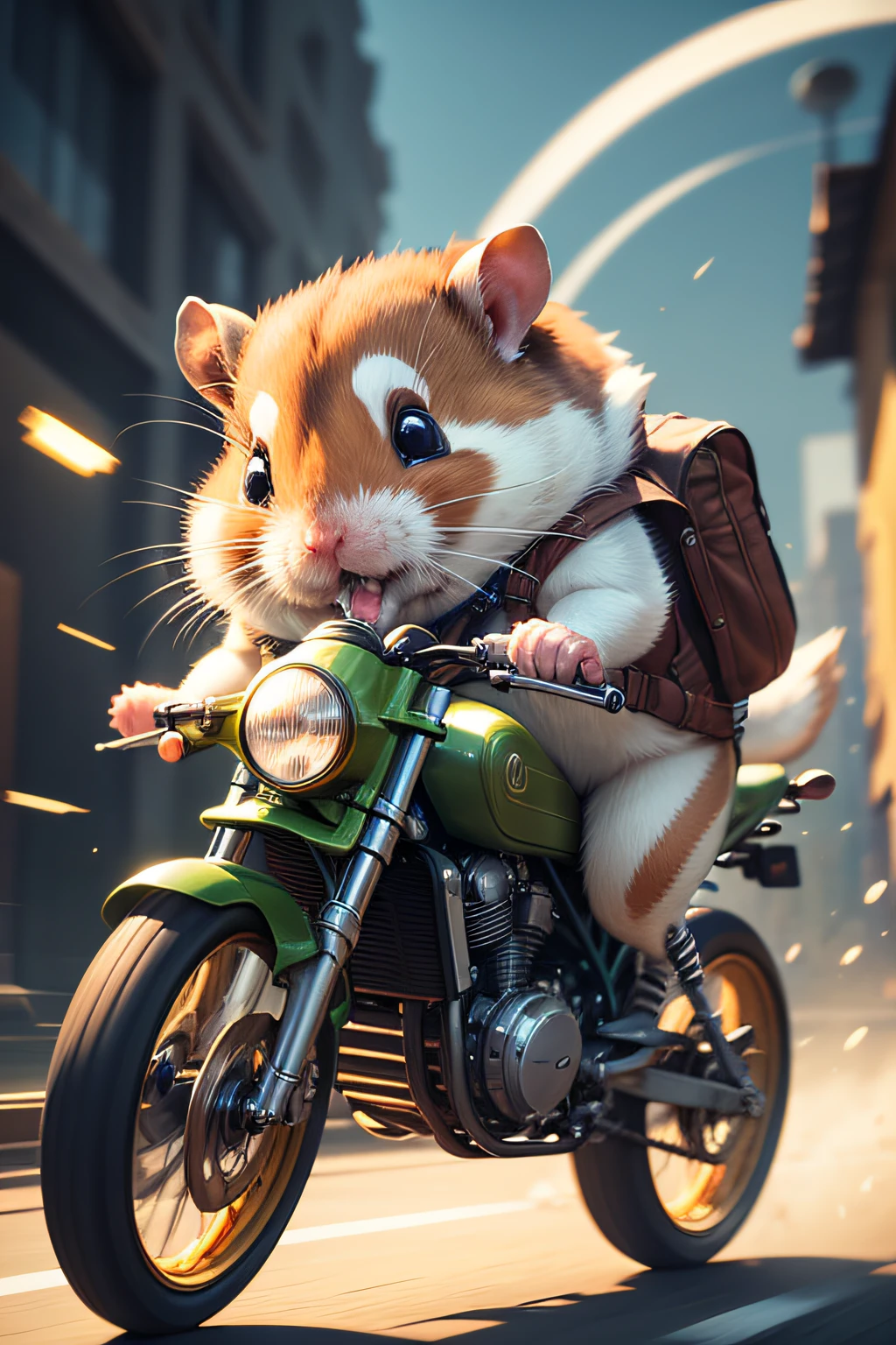 hamster adventurer, Adventurer's Costume, 
Hamster happily flies through the sky on the back of an eagle, (Motion Blur), 
(best composition), (masutepiece), (Best Quality), (ultra high detail)