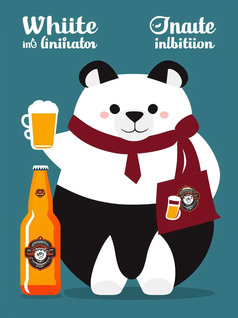 white bear,illustratio,Beer in one hand,a smile,Fancy,icons,fat figure,