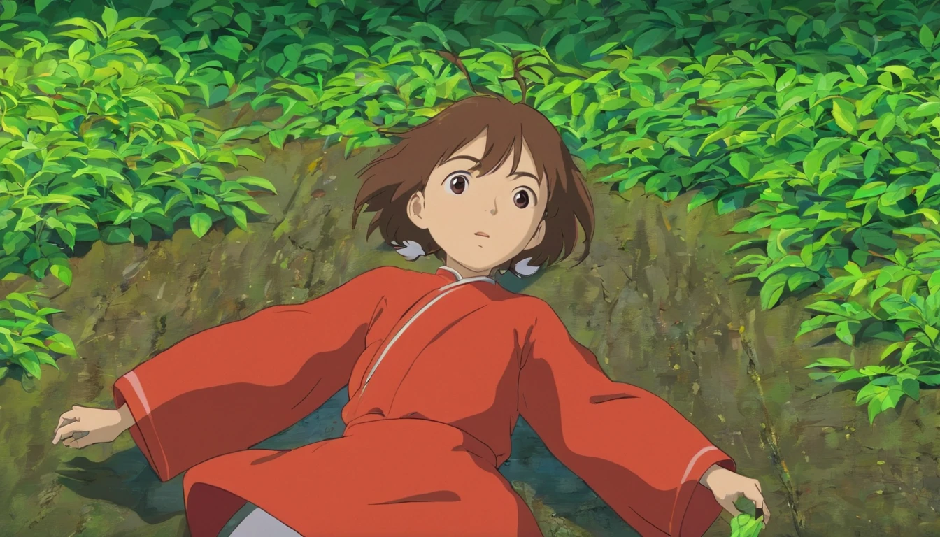 Drying tea leaves,Younger sister,,Red clothes,