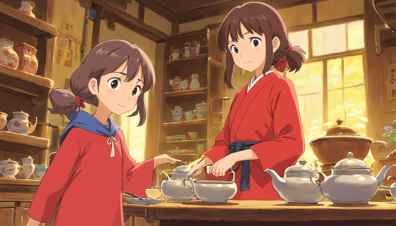 Select tea,Younger sister,7 ,Red clothes