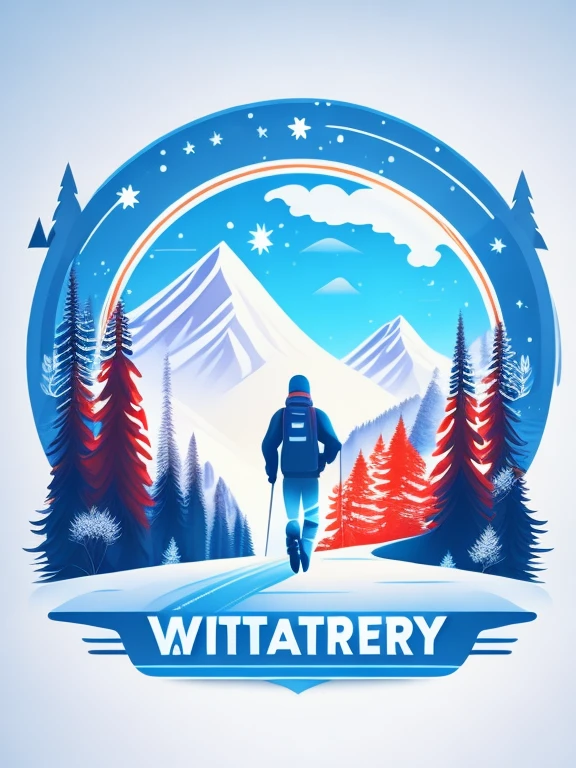 winter sport and landscape, tshirt design, rzminjourney, vector-art