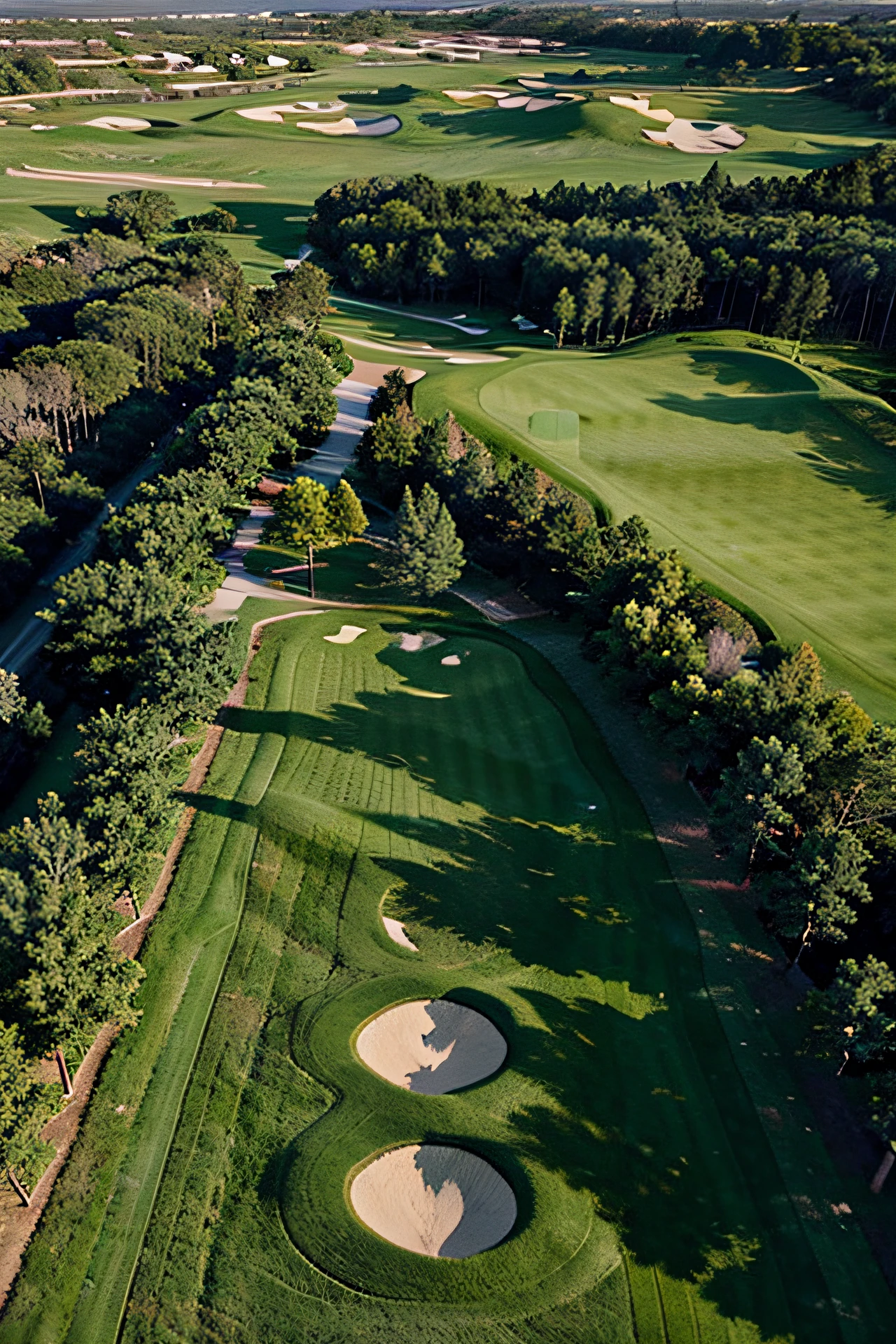 photographie de paysage terrain de golf vu du ciel