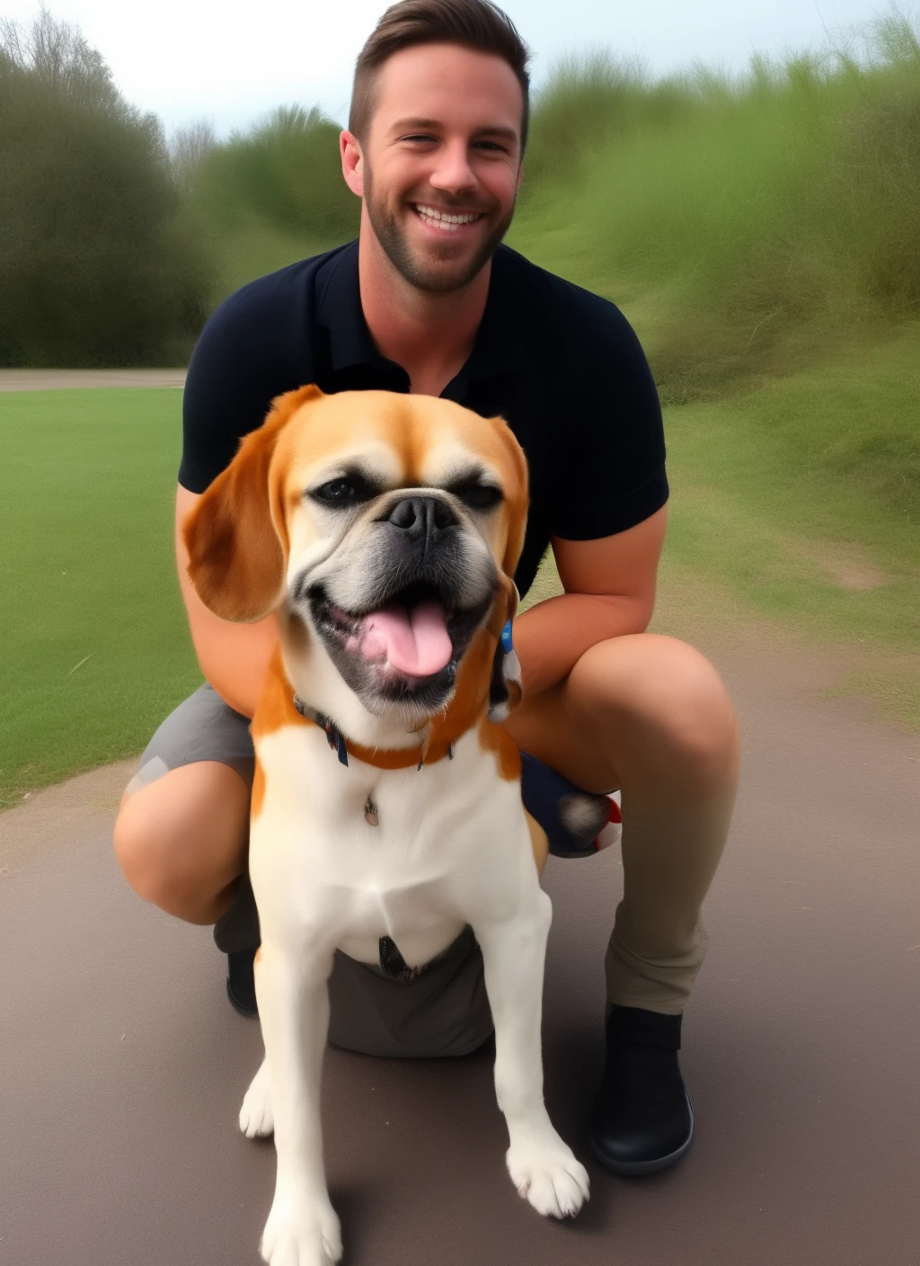 A short and skinny guy with shaggy blond hair and blue eyes that got that dog in him