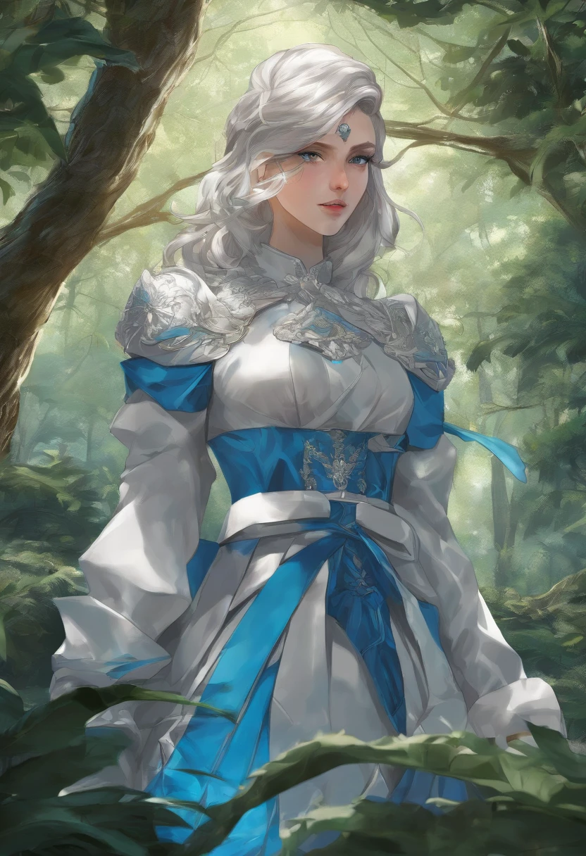 Guts from berserke, at age 28,covered in wonds, look slightly tierd and with a slight smile, setting alon under a tree at a drk forest, the tree slightly glows with blue cloer.
