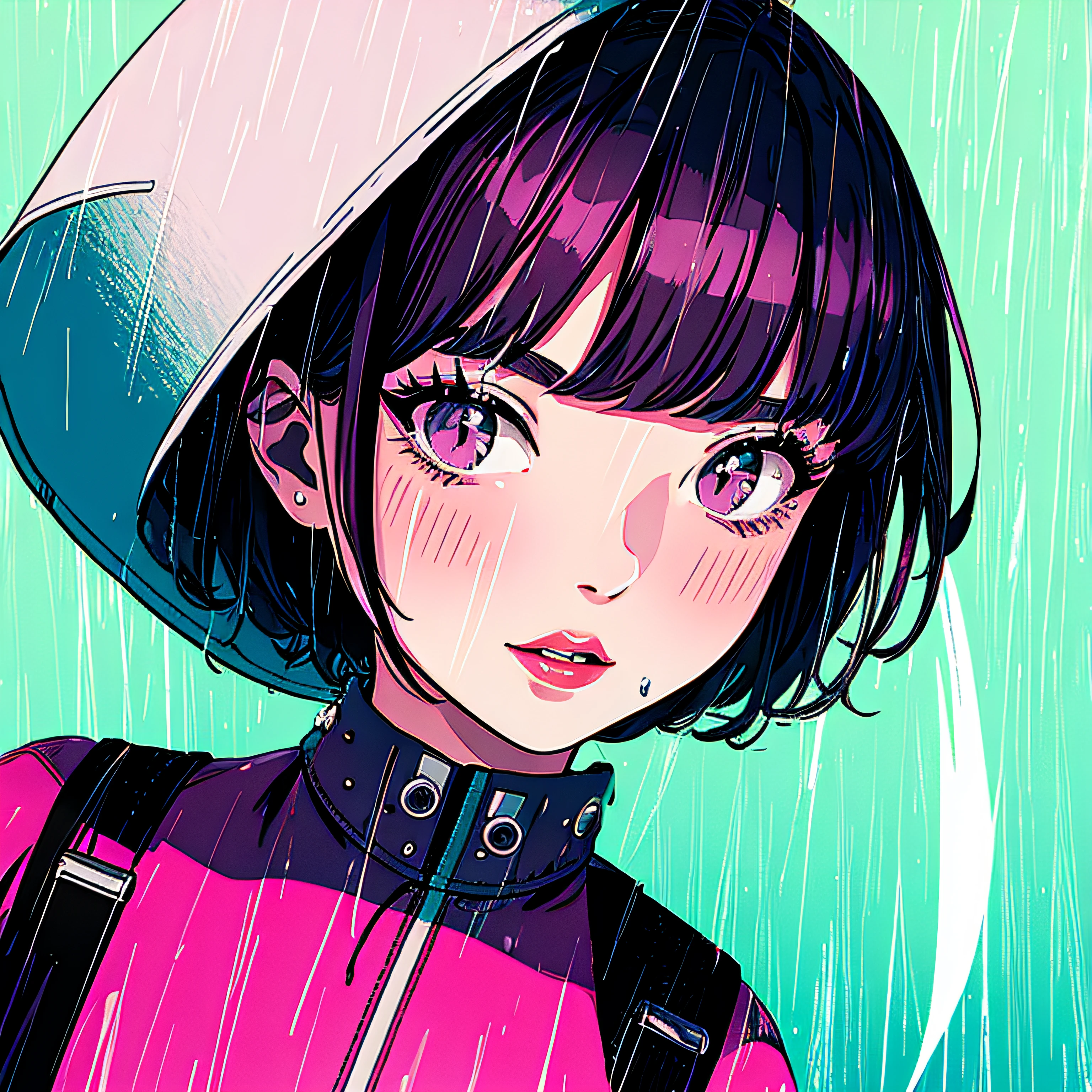 ghost phonk cover girl in the rain portrait