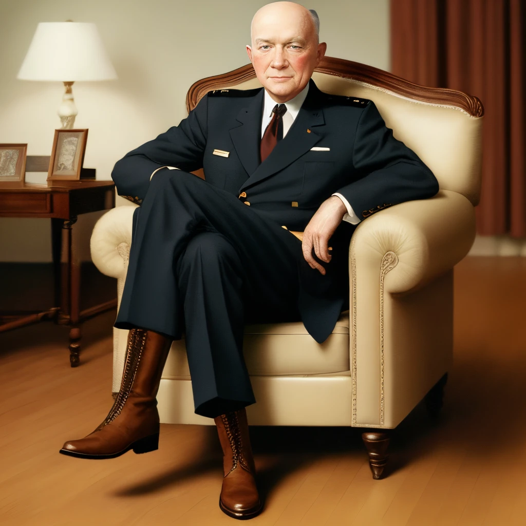 Dwight Eisenhower 34th president of the United States slaying in a little pair of boots