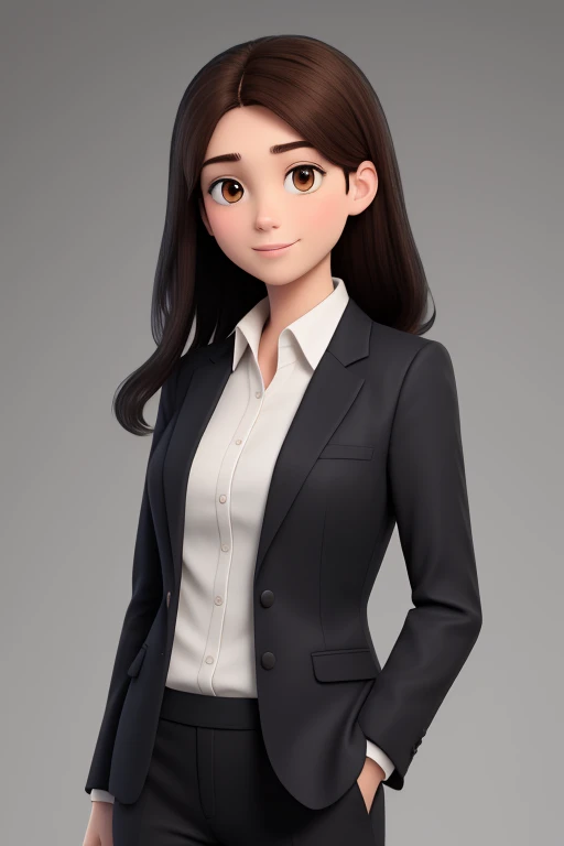 Female, 34 years old, With shoulder-length black hair , Pale face, A charming smile, without background, Studio Lighting, Unsupervised. Wearing a black business jacket suit