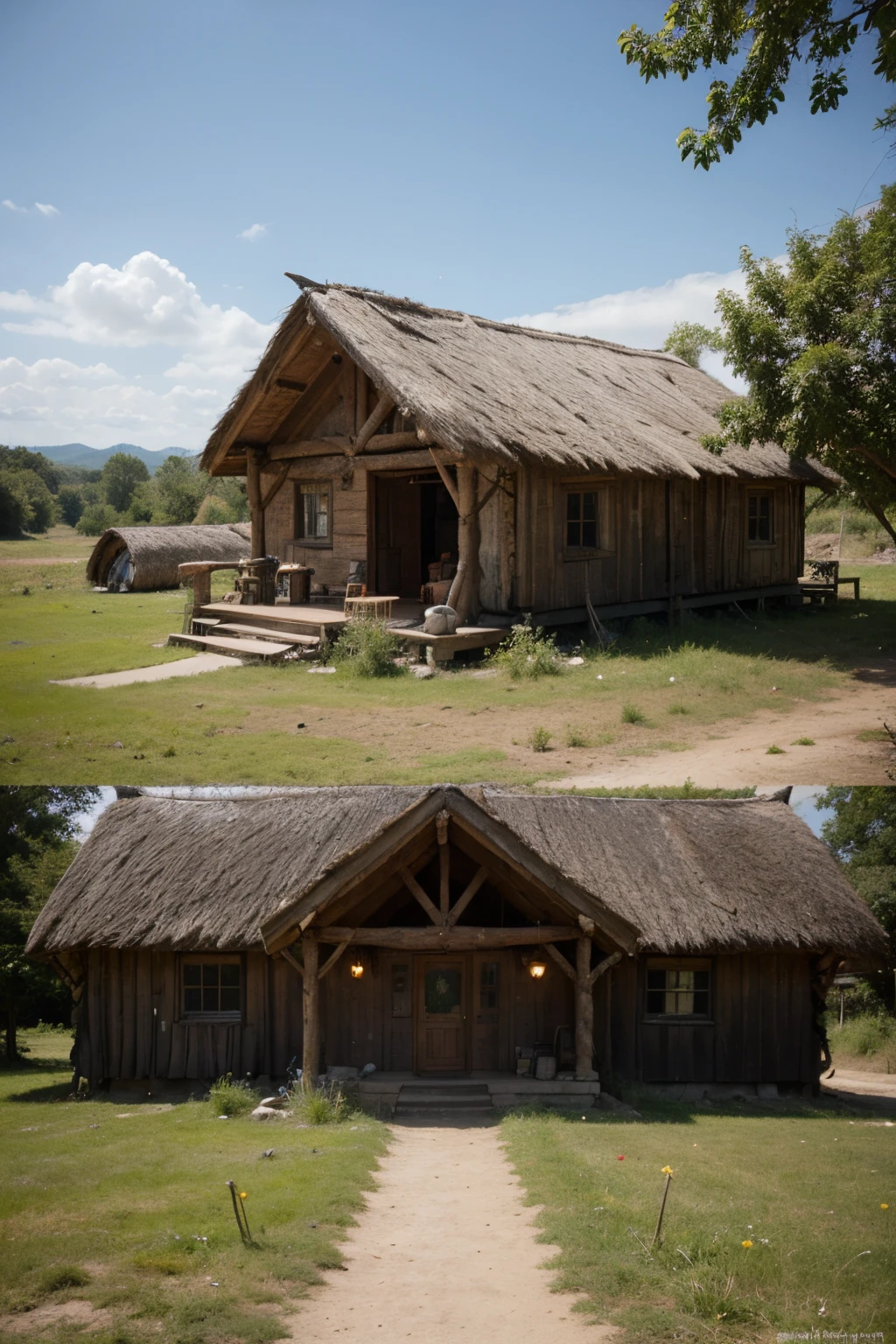 Nature, Open Field, High Fantasy, Dark Fantasy, Some Primitive Tribal Dwellings