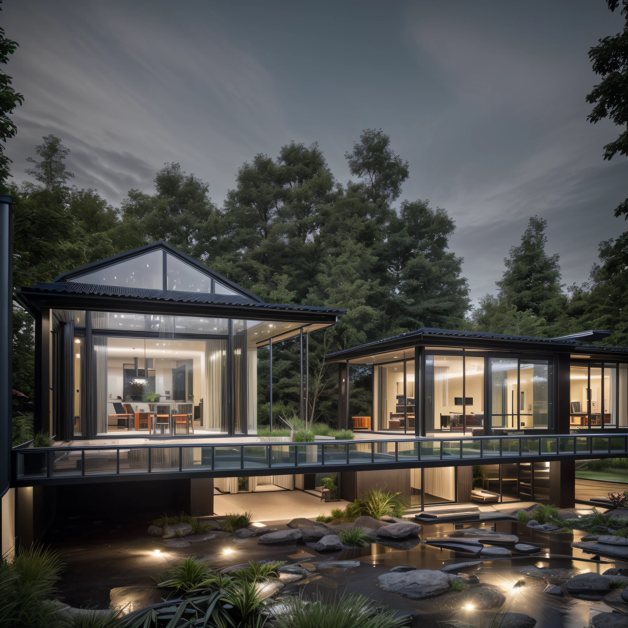 RAW photo,Masterpiece, high quality, best quality, authentic, super detail,
exterior, outdoors,Bauhaus style house, glass house with a sloping roof, modern, dynamic (RAW photo, real, best quality, masterpiece:1.2), (hyper realistic, photo-realistic:1.2), high quality, (dark lighting:1.2), perfect lighting, archdaily
(day:1.1), vivid colour,vray render