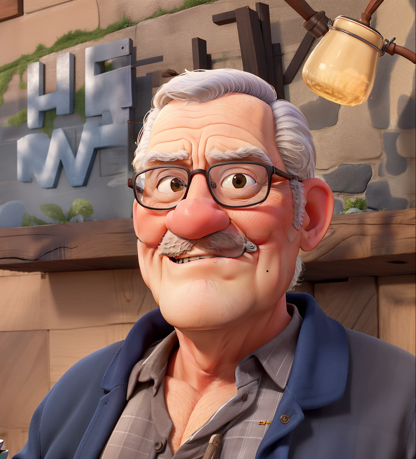 Meisterwerk, of better quality, An elderly man with glasses and grumpy, mit einer Tasse Kaffee in der Hand
