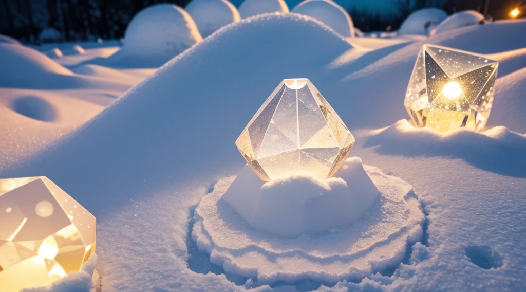 Super quality,Extremely sophisticated and complex,microcosm,(New Year elements under macro lens),snow crystal、lamplight,Presenting a unique microscopic perspective,New Year atmosphere,warm color palette