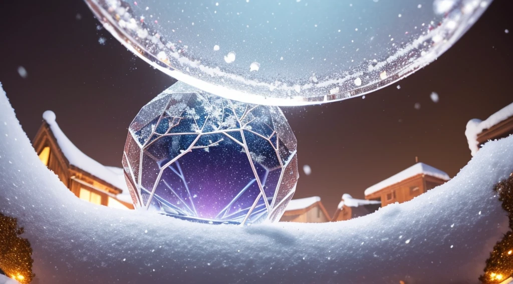 Super quality,Extremely sophisticated and complex,microcosm,(New Year elements under macro lens),snow crystal、lamplight,Presenting a unique microscopic perspective,New Year atmosphere,warm color palette